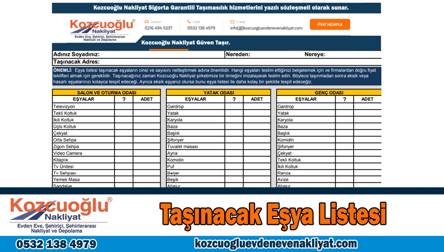 Taşınacak eşya listesi İstanbul nakliyat eşya listesi evden eve nakliyat listesi Taşınacak eşya listesi İstanbul nakliyat eşya listesi evden eve nakliyat listesi